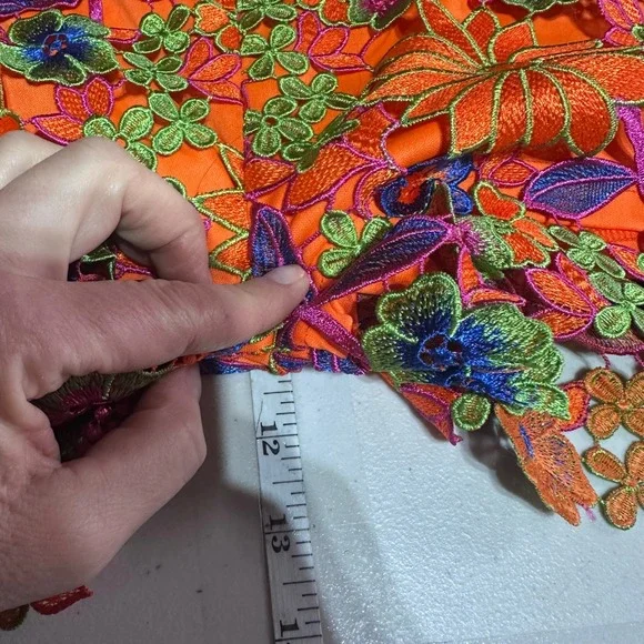 Akira Iris Orange Floral Embroidered Lace Shorts Size S Hot Pants Party Colorful - Picture 8 of 10